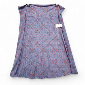 LuLaRoe Skirt Womens 3XL Azure Blue Orange Floral Print‎ Midi Flare NEW w/ Tag